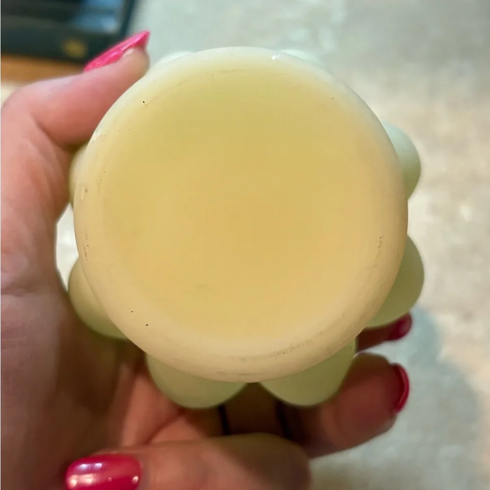 Vintage Fenton Satin Glass Custard Uranium Glass Satin Ruffled Vase “Glows”